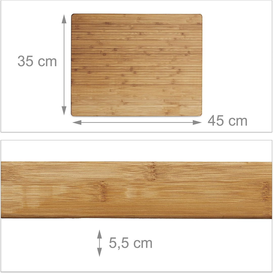 Relaxdays Hackbrett gestreift, Schneidbrett Bambus, pflegeleicht, HBT ca. 5,5 x 45 x 35 cm, massiver