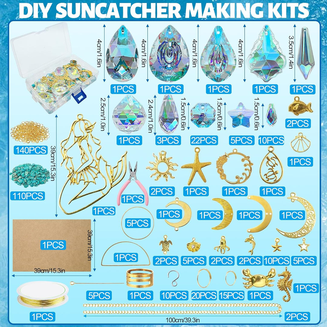 VEEKAY 425 Stück Sonnenfänger Kristall Bastelset,DIY Sonnenfänger Fenster Deko,Sonnenfänger Kristall