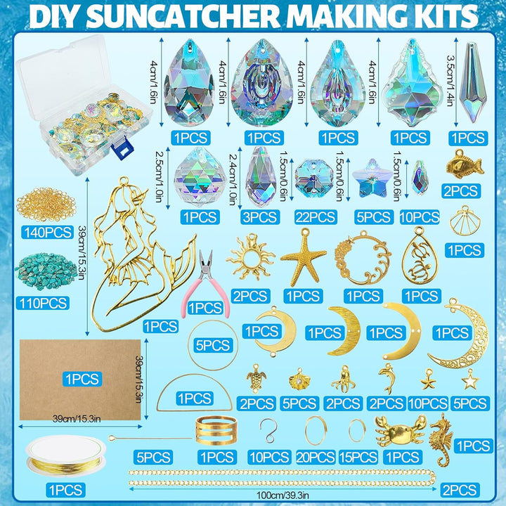 VEEKAY 425 Stück Sonnenfänger Kristall Bastelset,DIY Sonnenfänger Fenster Deko,Sonnenfänger Kristall