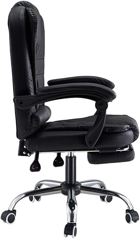 Panana Bürostuhl Heavy-Duty Executive Liegesessel mit Fussstütze aus PU-Leder Gaming-Stuhl (Schwarz)