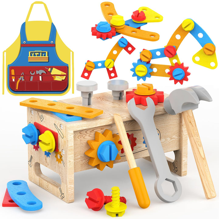 Spielzeug ab 2 Jahre Junge - Werkzeugkoffer Kinder Spielzeug mit Schürze, Montessori Kinderspielzeug