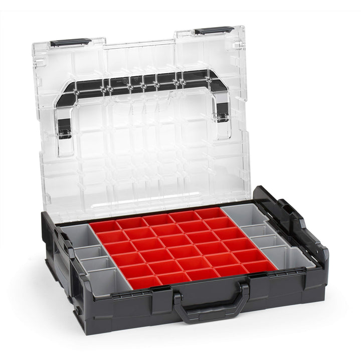 Bosch Sortimo Sortimentskasten L BOXX 102 schwarz Deckel transparent mit Insetboxen-Set A3 Sortierbo