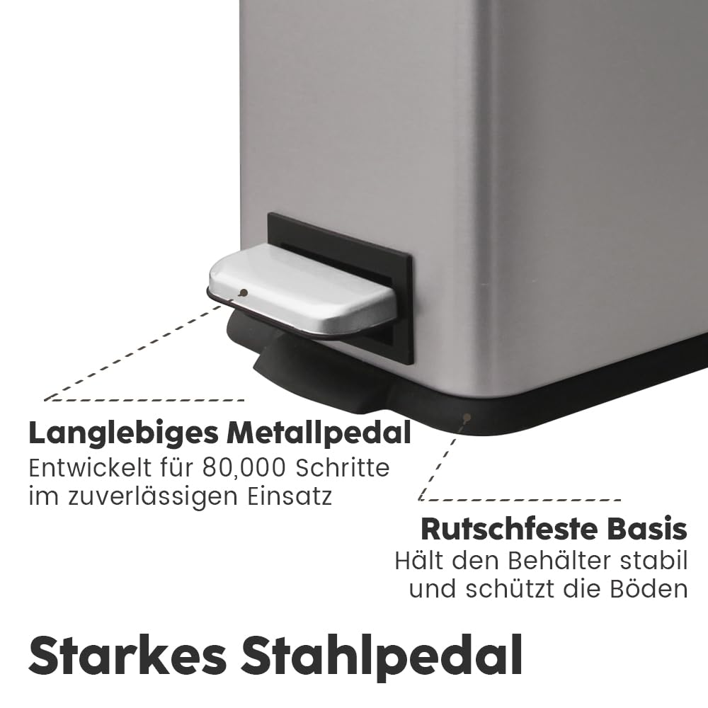 Mülleimer mit Deckel,10L Mülleimer Bad,Klein Abfalleimer Bad,10 Liter Tretmülleimer Edelstahl für Ba