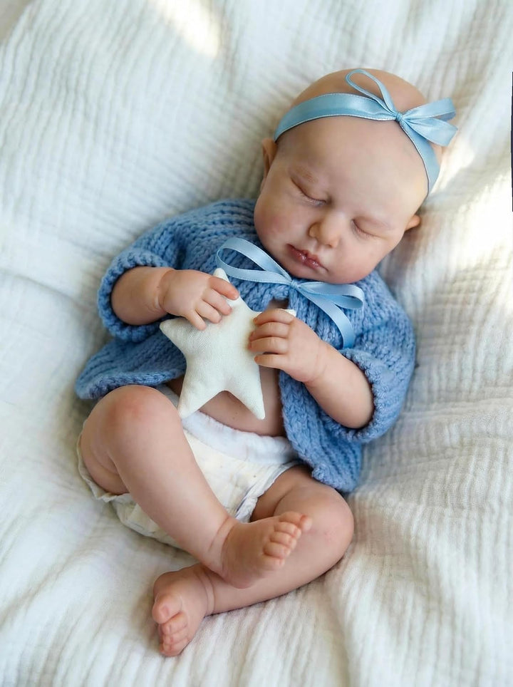Zero pam Reborn Baby Mädchen-30CM Echtem Silikon Reborn Baby Vollsilikon Lebensecht, Reborn Puppen L