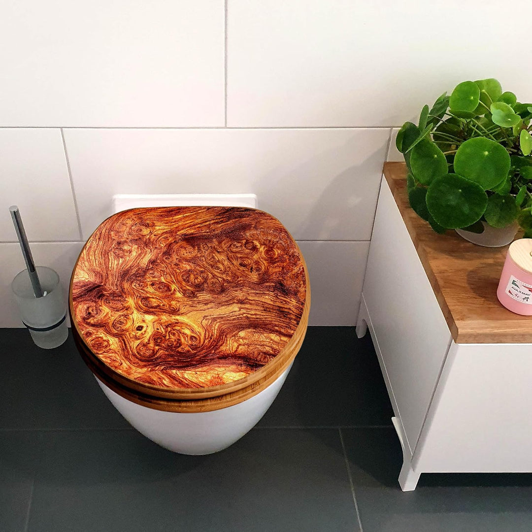 banjado Design WC Sitz Bambus Absenkautomatik 45,8x37,5cm - Toilettendeckel mit Absenkautomatik Holz