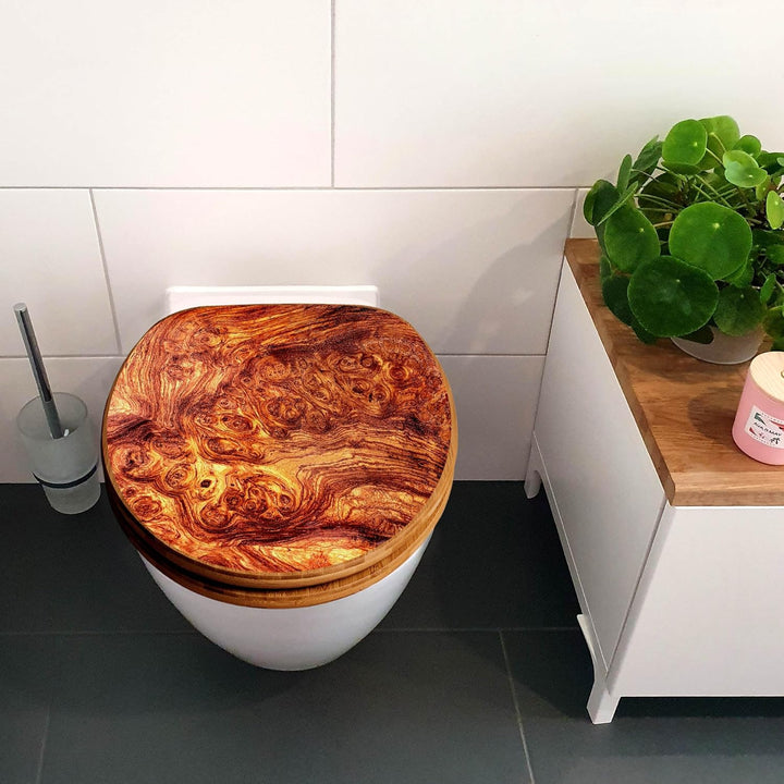 banjado Design WC Sitz Bambus Absenkautomatik 45,8x37,5cm - Toilettendeckel mit Absenkautomatik Holz