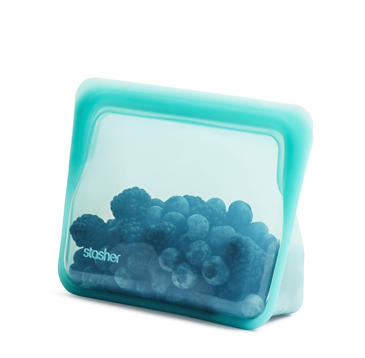 Stasher Bag Premium Silikonbeutel wiederverwendbar für Lebensmittel, Stand Up Mini Bag, Aqua, Dauerh