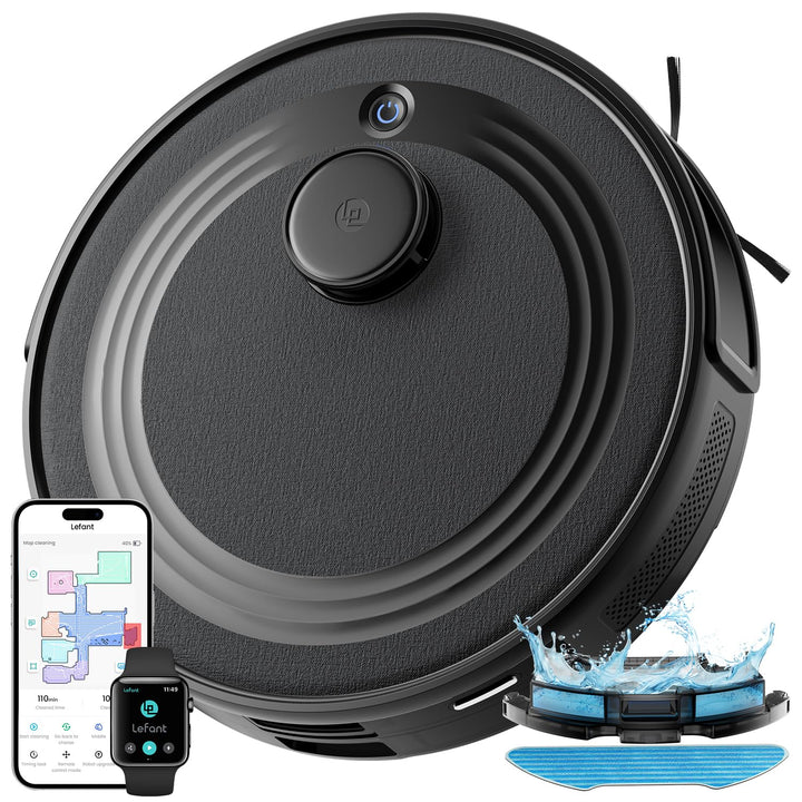 LEFANT M2 Staubsauger Roboter mit No-Go-Zonen, Saugroboter mit Wischfunktion 6000Pa, 2.4G/5GHz Wi-Fi