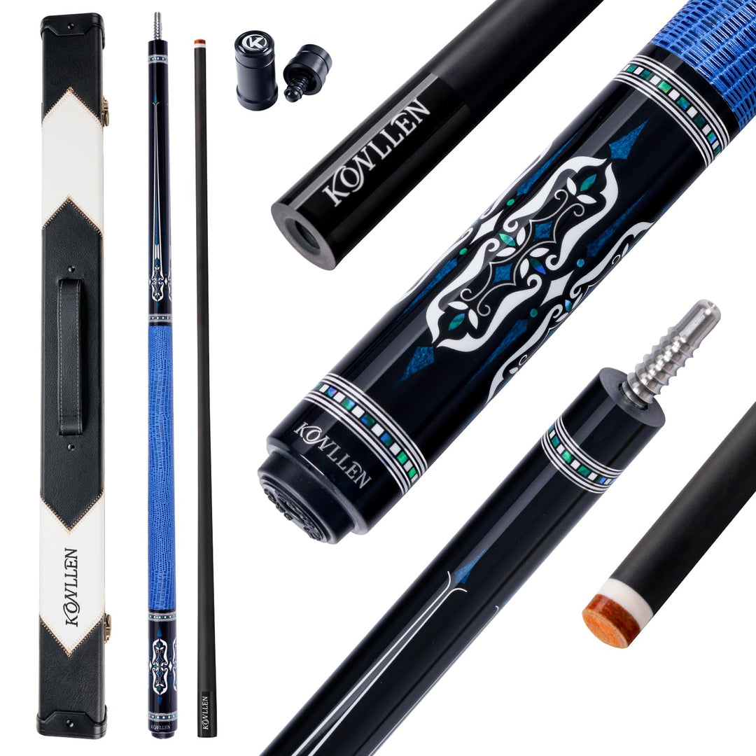KONLELN Carbon Billard Queue 58 Zoll – Low Deflection Carbon Schaft, 12,5 mm Mehrschicht-Spitze, Pro