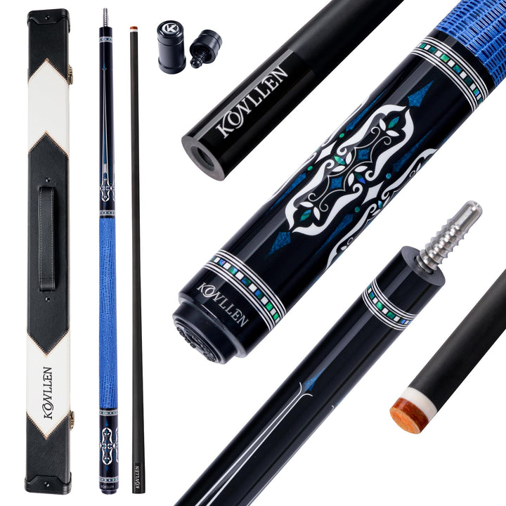 KONLELN Carbon Billard Queue 58 Zoll – Low Deflection Carbon Schaft, 12,5 mm Mehrschicht-Spitze, Pro