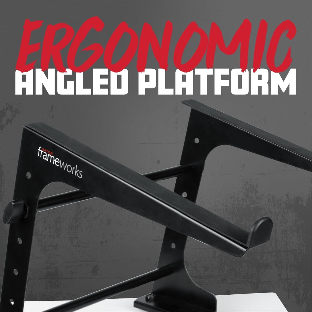 Gator Frameworks platzsparender zusammenklappbarer Laptop-/DJ-Controller-Ständer mit fester Höhe | (