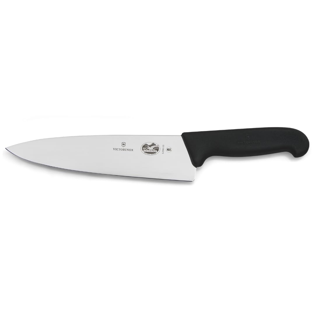 Victorinox Fibrox Kochmesser, Breites Universalmesser für Fleisch, Fisch, Gemüse und Kräuter, 20 cm,