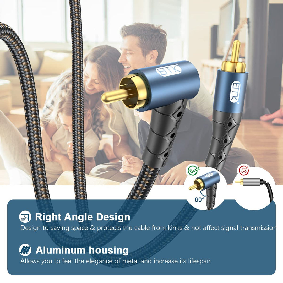 EMK Rechteckiges Subwooferkabel Cinch Kabel Winkelstecker Rca Cable Digitales Koaxialkabel RCA zu 90