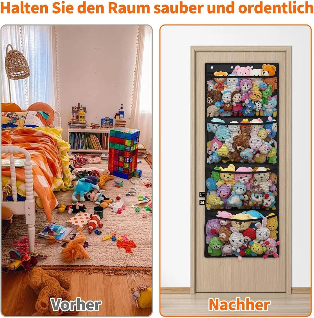 Raheem Kuscheltier Aufbewahrung, Tür Organizer mit 4 grossen Taschen, Hängeaufbewahrung Kinderzimmer