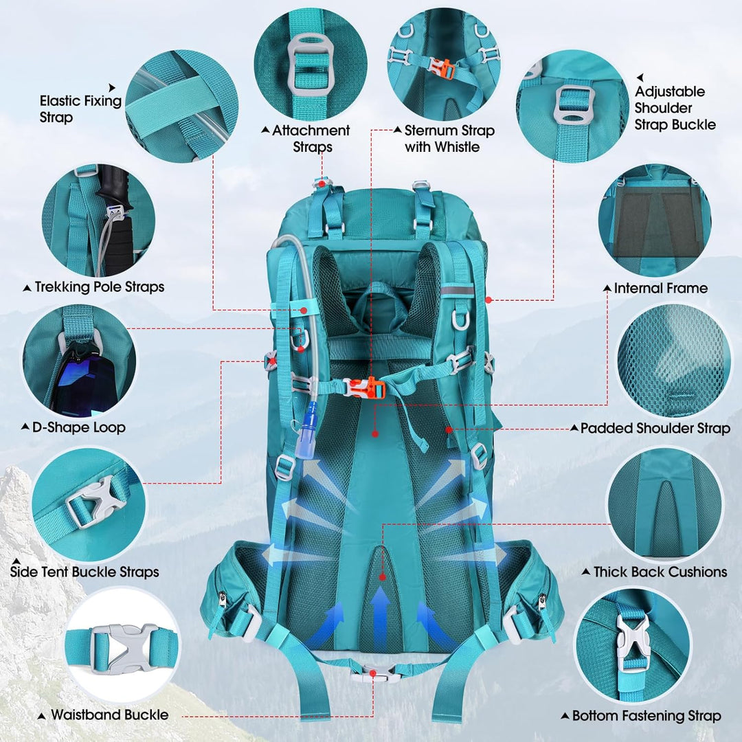 IGOLUMON Trekkingrucksack 60L Wanderrucksack Herren Damen Reiserucksack Grosser Rucksack mit Regenhü