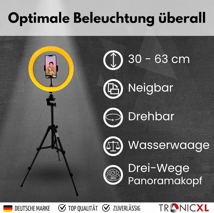 30-60cm Mini Tisch Stativ + XXL Ringlicht Ring Light mit Handyhalter Tripod Beauty Licht Kamerastati