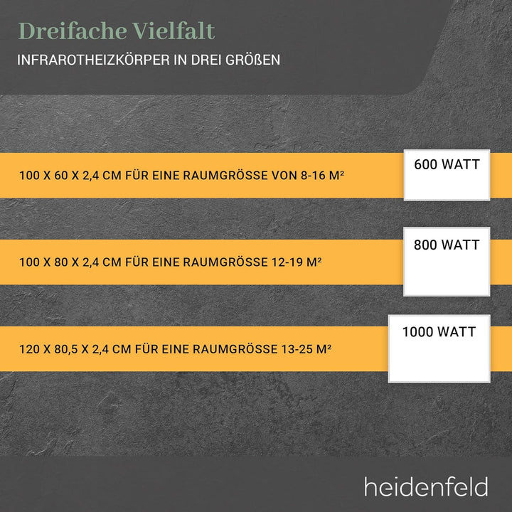 Heidenfeld Infrarotheizung HF-HP110 | 𝟭𝟬 𝐉𝐀𝐇𝐑𝐄 𝐆𝐀𝐑𝐀𝐍𝐓𝐈𝐄 - App Steuerung - 800 Watt - 12-19 m² - Infr