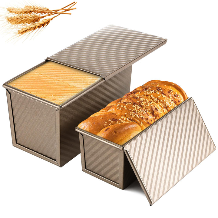 2PCS Antihaft Brot Toastform mit Deckel, Brot Toastform Laib Pfanne Brotbackform Kastenform mit Deck