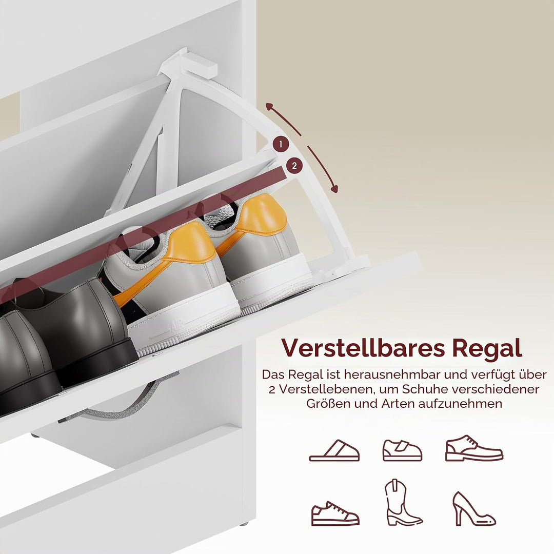 Vida Designs Schuhschrank mit 2 Klappfächern, Aufbewahrung für Schuhe, Organizer, Holzmöbel-Einheit,