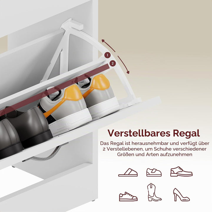 Vida Designs Schuhschrank mit 2 Klappfächern, Aufbewahrung für Schuhe, Organizer, Holzmöbel-Einheit,