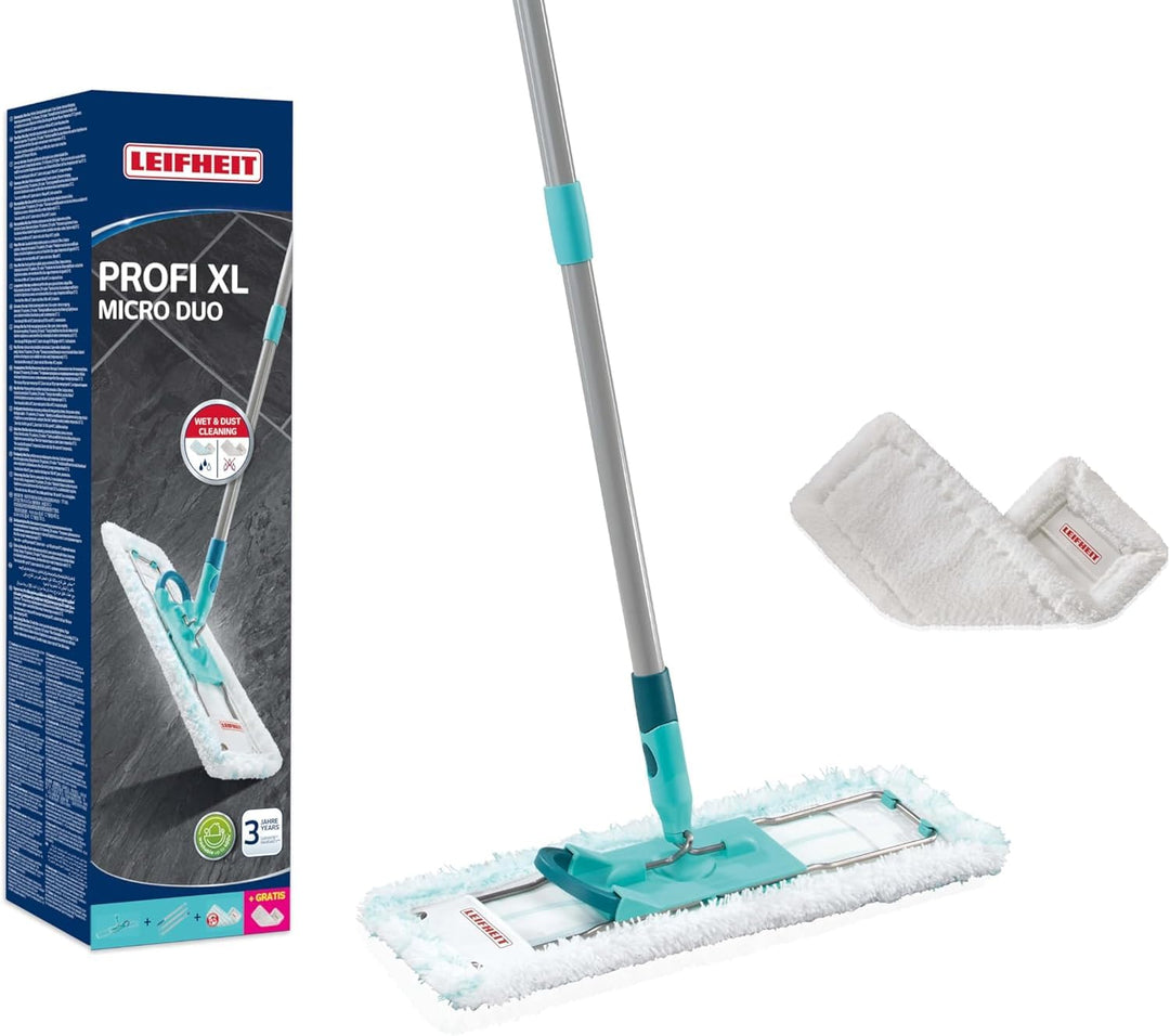 Leifheit Bodenwischer Profi XL mit 2 Wischbezügen, 1x Mikrofaser Bezug für alle glatten Böden und 1x