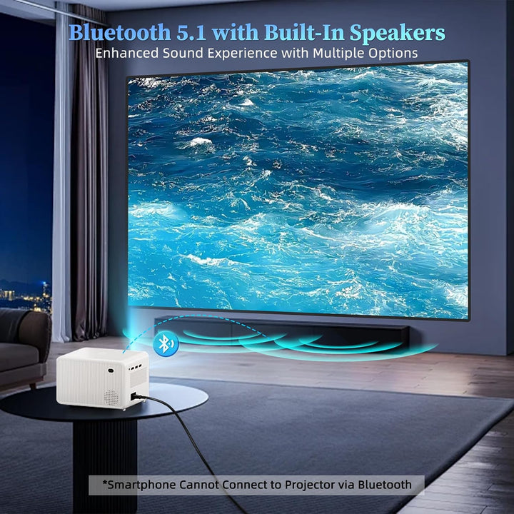 Smart Beamer WiFi Heimkino Projektor,16000 Lumen Full HD 1080P Beamer,Elektrischer Fokus 200 Zoll Zo