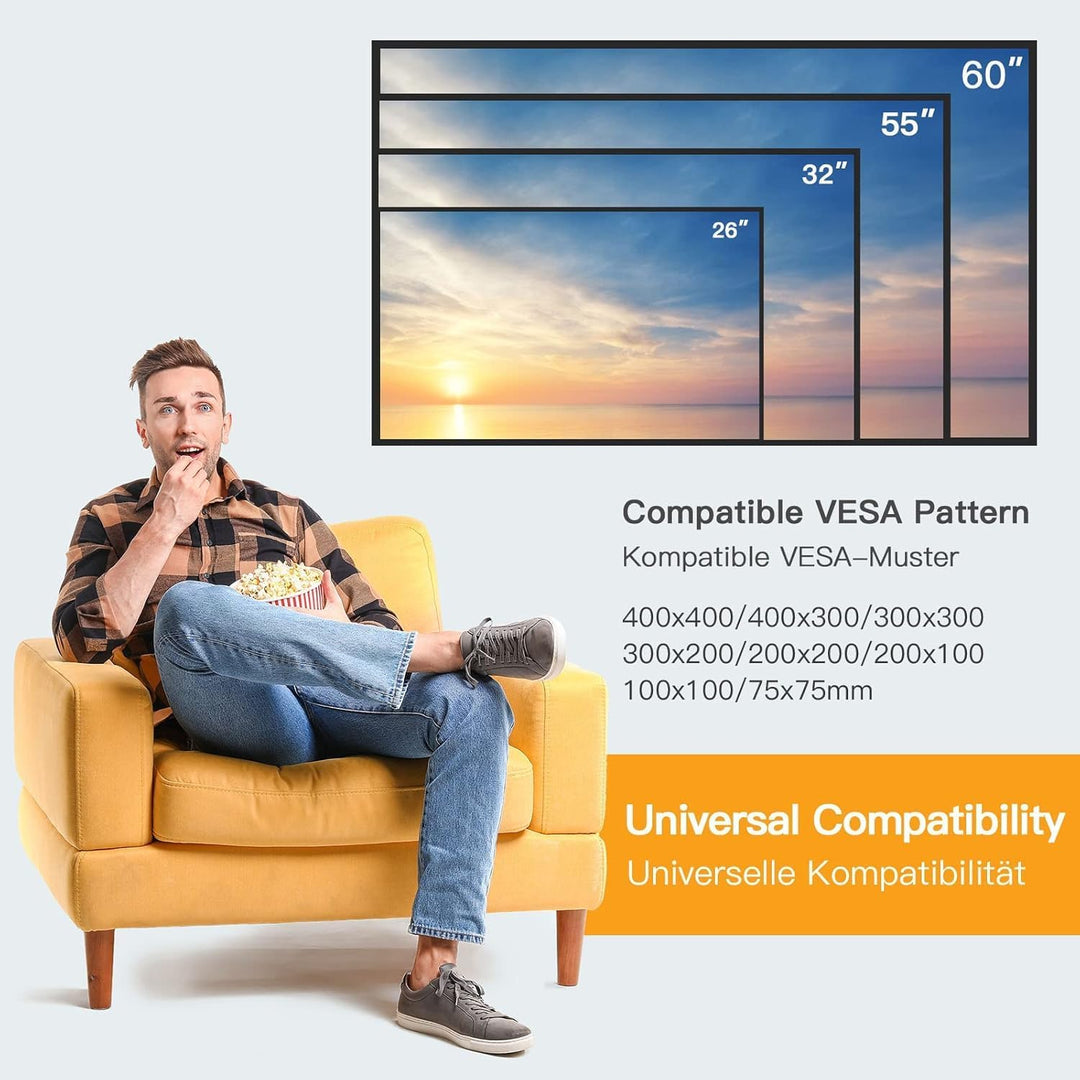 Perlegear TV Wandhalterung, Wandhalterung Fernseher für 26-60 Zoll TVs bis zu 52kg, Neigbare Fernseh