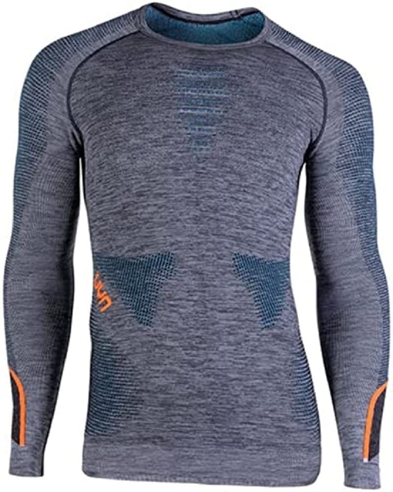 UYN Herren Ambityon Uw Unterhemd Herren Unterhemd, Black Melange/Atlantic/Orange Shiny