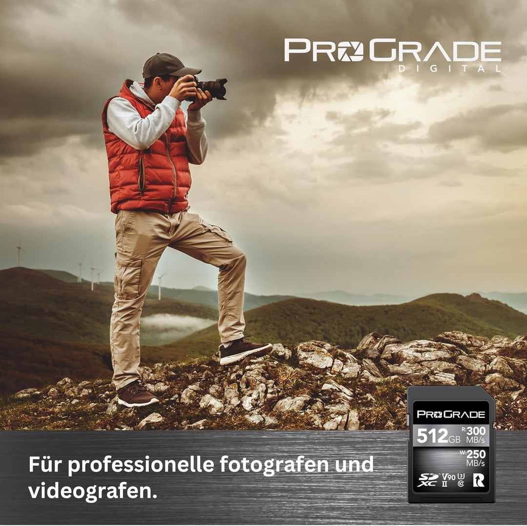 SD UHS-II 512 GB Karte V90 - Bis zu 250MB/s Schreibgeschwindigkeit und 300MB/s Lesegeschwindigkeit |