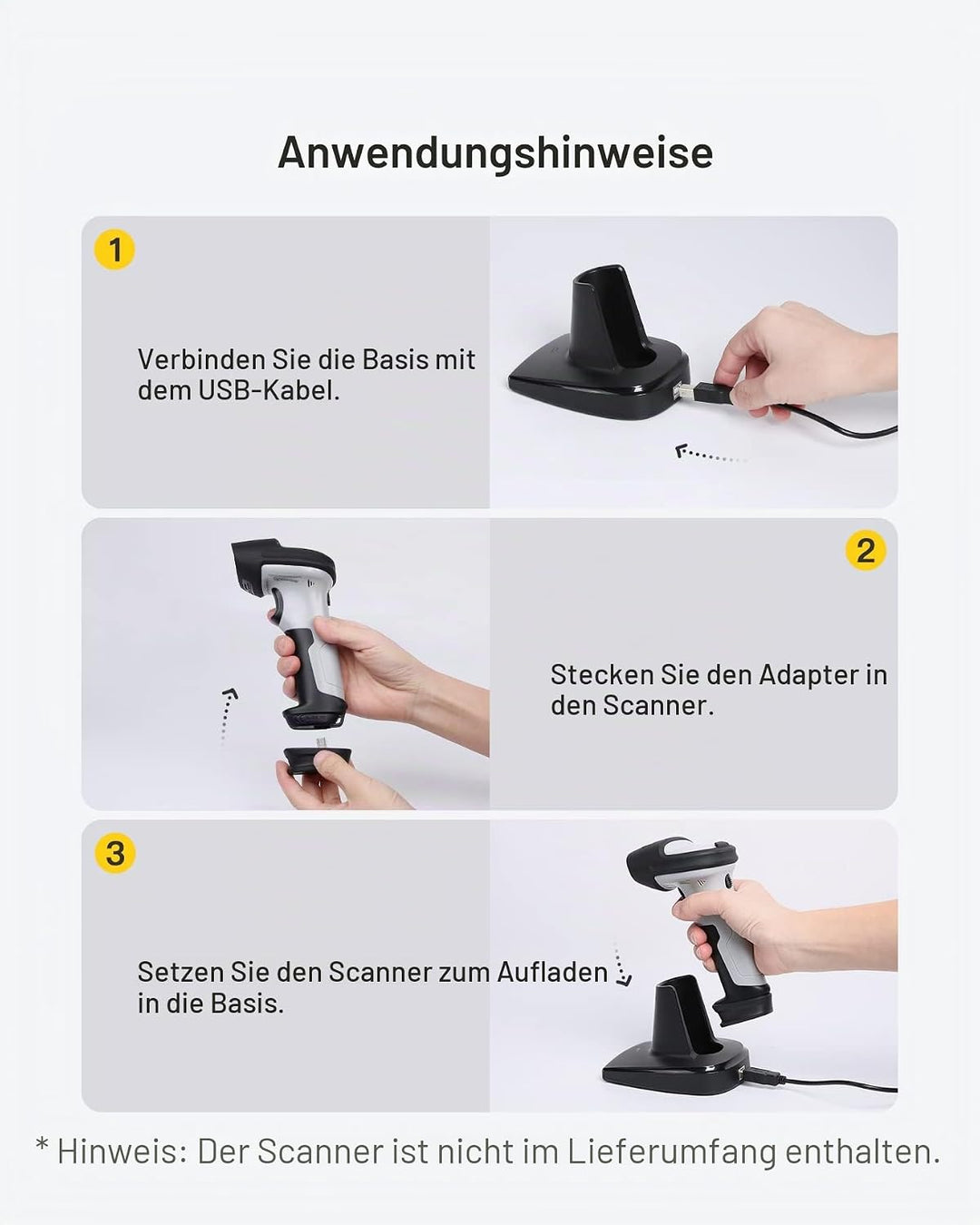 Inateck Barcode Scanner Ladestation, Geeignet BCST-60, BCST-70, BCST-73, P6 und P7, Scanner Nicht im