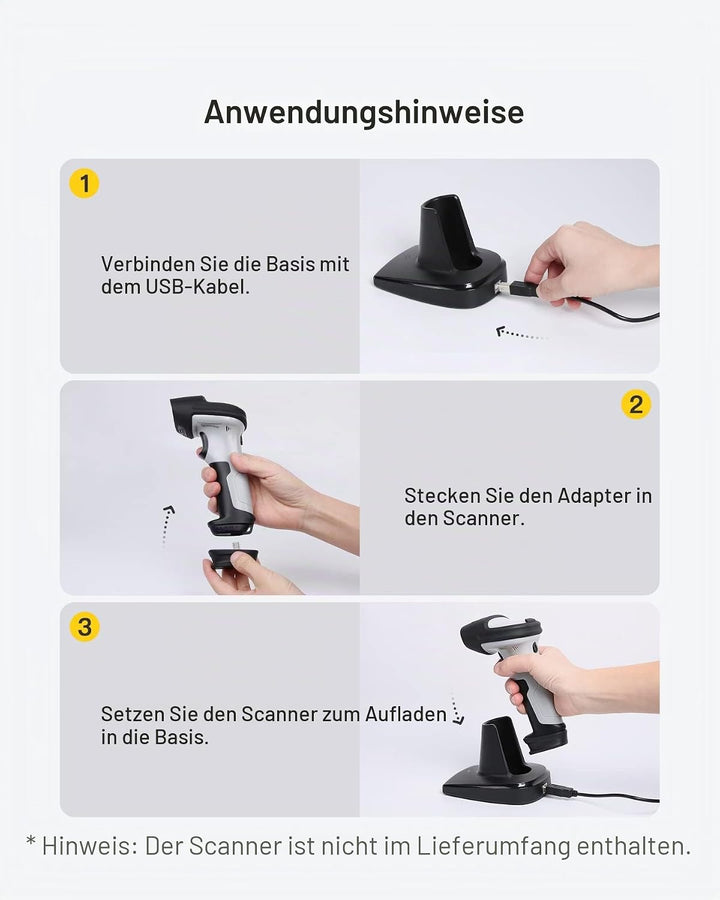 Inateck Barcode Scanner Ladestation, Geeignet BCST-60, BCST-70, BCST-73, P6 und P7, Scanner Nicht im
