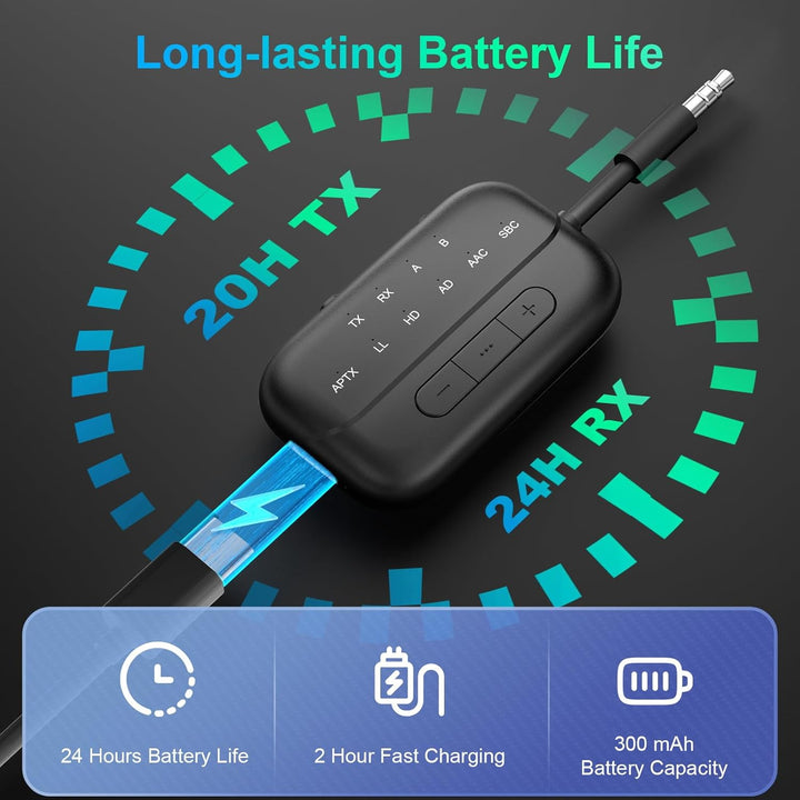 2025 Upgraded Bluetooth 5.3 Sender Klinke Splitter Transmitter und Empfänger, Airfly Bluetooth Adapt
