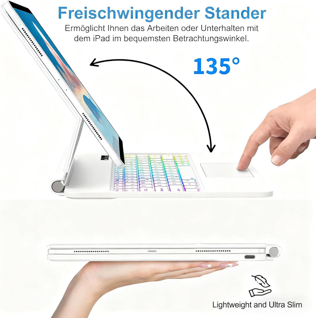 Magic Tastatur Hülle für iPad Air 13 2025/2024 (M3/M2), Magic Keyboard für iPad Pro 12.9 (6/5/4/3 Ge