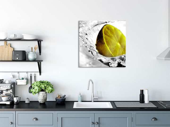 Pixxprint Glasbild | Wandbild auf Echtglas | Limette im Wasser | 40x40 cm | inkl. Aufhängung und Abs