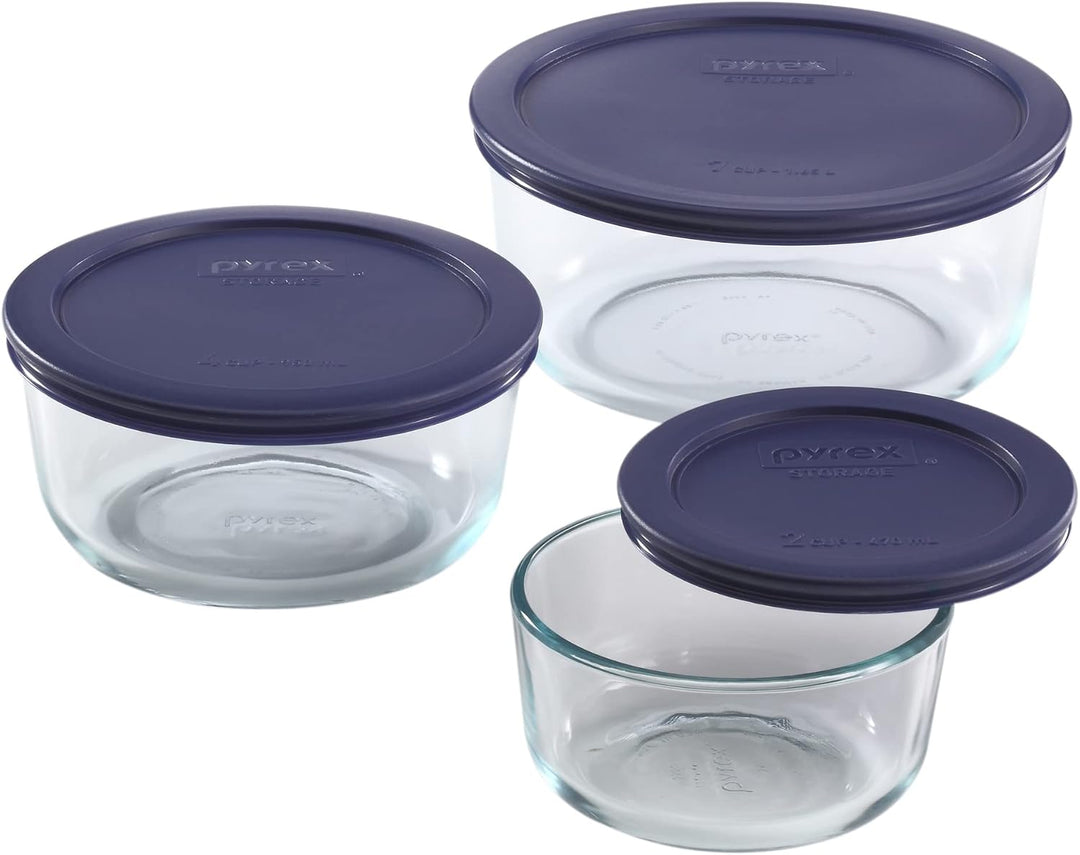 Pyrex Simply Store 3er-Pack (2, 4 &amp; 7 Tassen) grosses rundes Glas-Frischhalteset mit BPA-freien Deck
