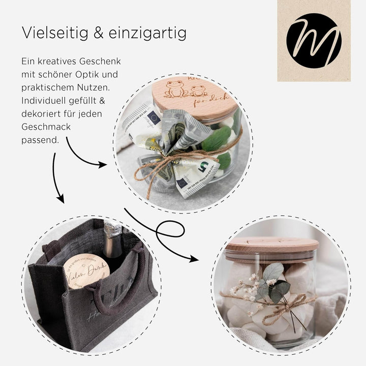 Abschiedsgeschenk – Geschenkglas mit Gravur für eine humorvolle Verabschiedung | Abschied Kollegin J