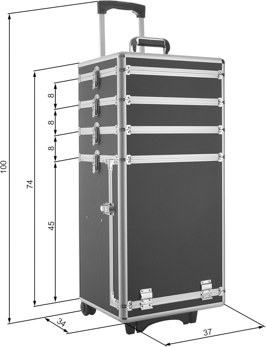 tectake® Kosmetikkoffer Pilotenkoffer Beauty Koffer Schminkkoffer Trolley Friseurkoffer - schwarz