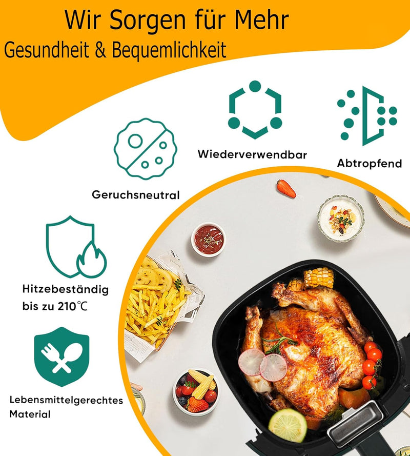 Smlntbu Airfryer Silikonform Kompatibel für Philips Essential 4,1L (HD9252, HD9200, HD9255), 2PCS Si