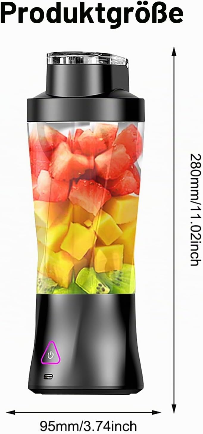 Smoothie Maker,Tragbarer Mixer/Blender 700ml,Leistungsstarker Mini Mixer To Go,6000 mAh Batterie,Por