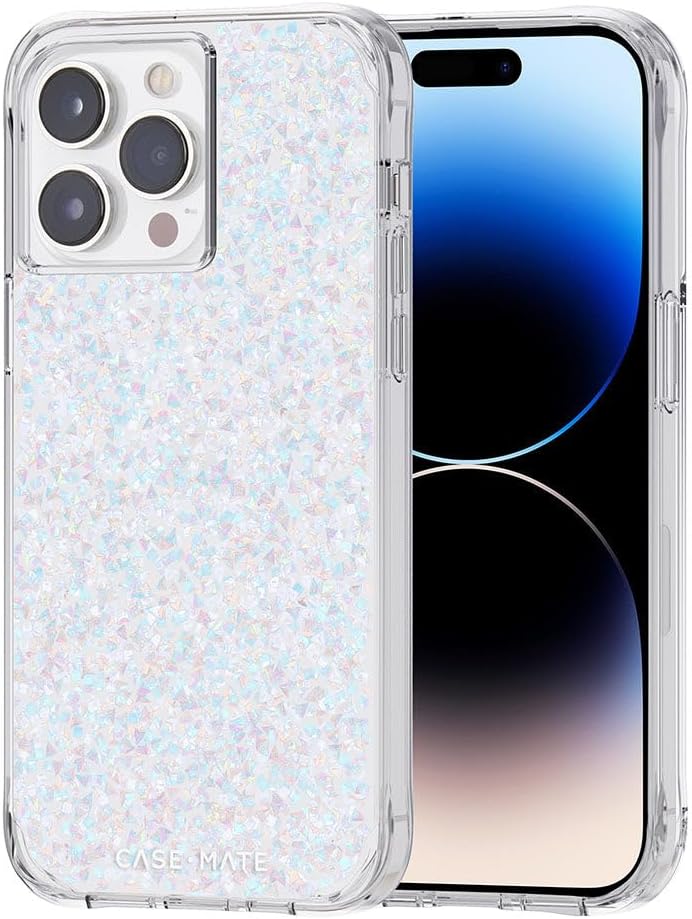 Case-Mate Schutzhülle für iPhone 14 Pro – Twinkle Diamond [3 m Fallschutz] [kabelloses Laden kompati