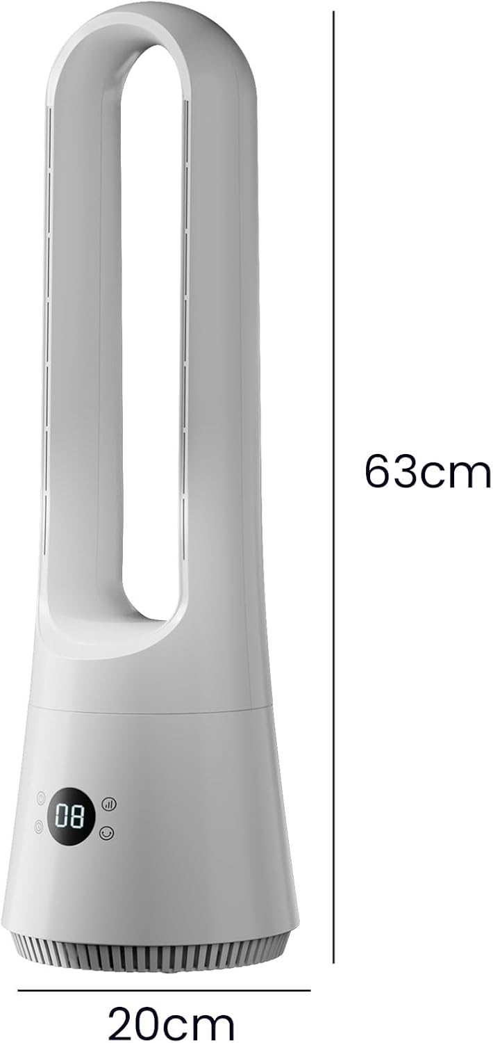 Blattloser Ventilator, 63cm Turmventilator mit Fernbedienung, 8 Geschwindigkeiten + Schlafmodus + St