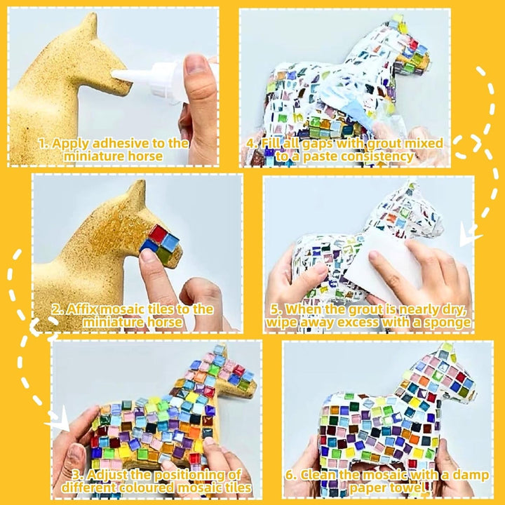 Mosaiksteine zum Basteln,Mosaik-Pferd-Set Mit Bunt Mosaikfliesen,Pferde Rohlinge,Materialien,Werkzeu