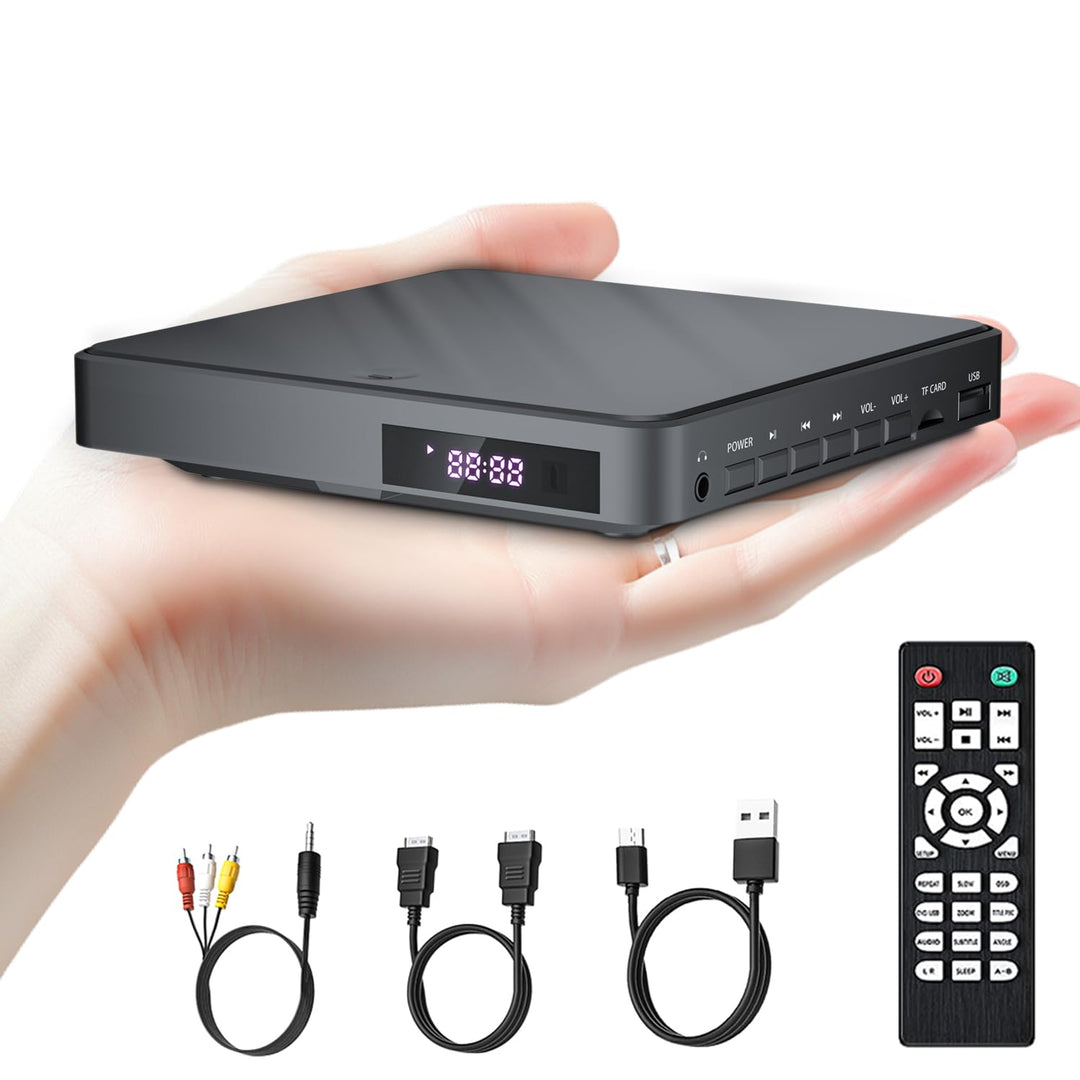 Desobry DVD Player für Fernseher, DVD-Player mit USB/TF-Eingängen, DVD Player HDMI Wird mit HDMI/RCA