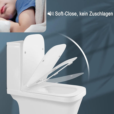 WOLTU Toilettendeckel, WC Sitz mit Absenkautomatik, UF-Klodeckel antibakteriell, Quick-Release für e