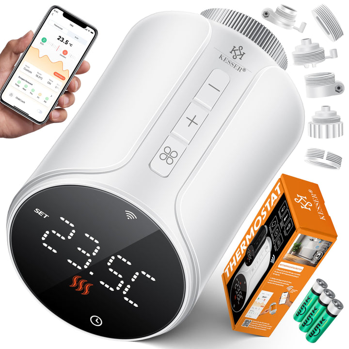 KESSER® Heizkörperthermostat WiFi Heizungsregler | Heizungsthermostat WLAN mit Smart Home App Steuer