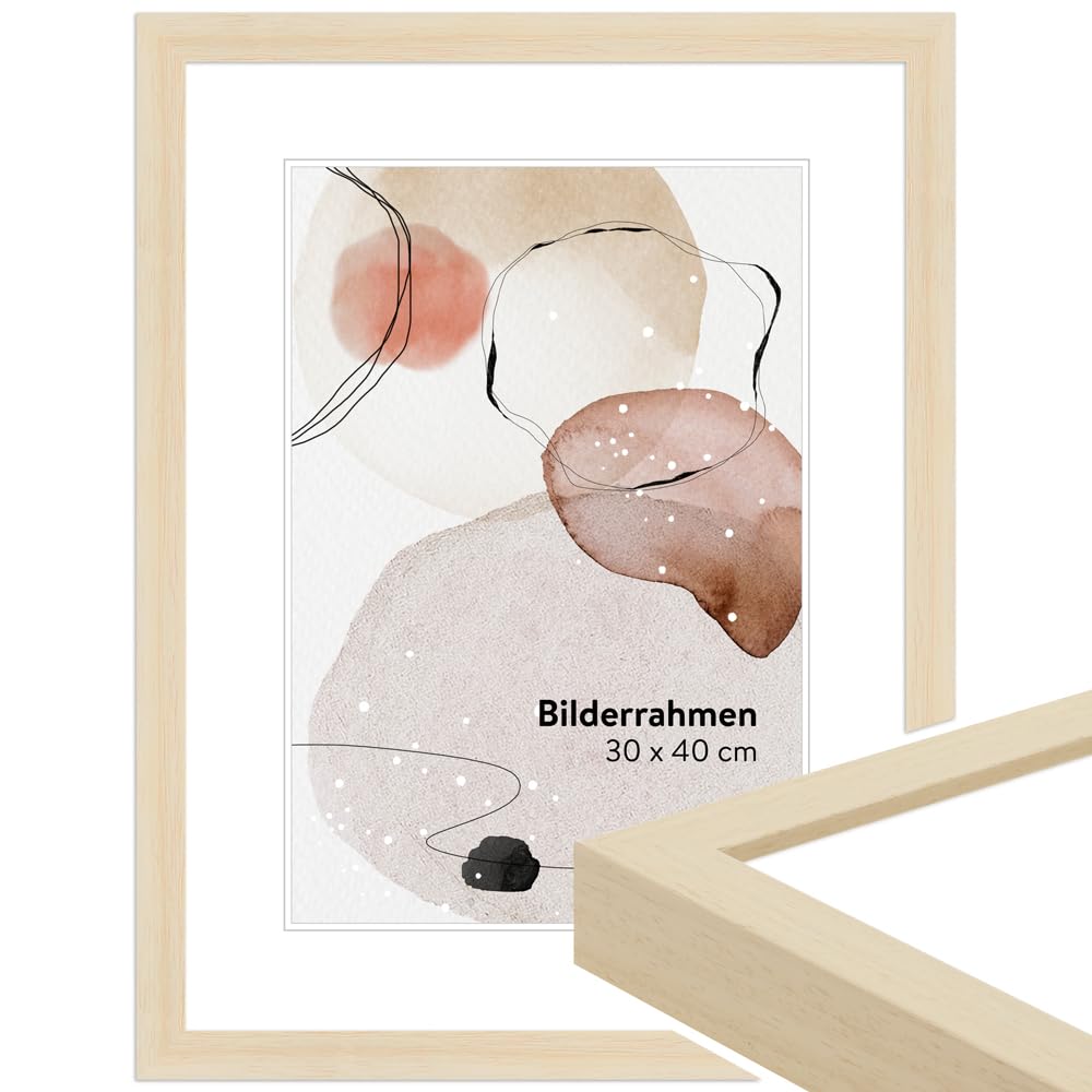 WANDStyle Bilderrahmen KLASSISCH 30x42 I Farbe: Natur I Holzbilderrahmen I Bilderrahmen Modern I Mad