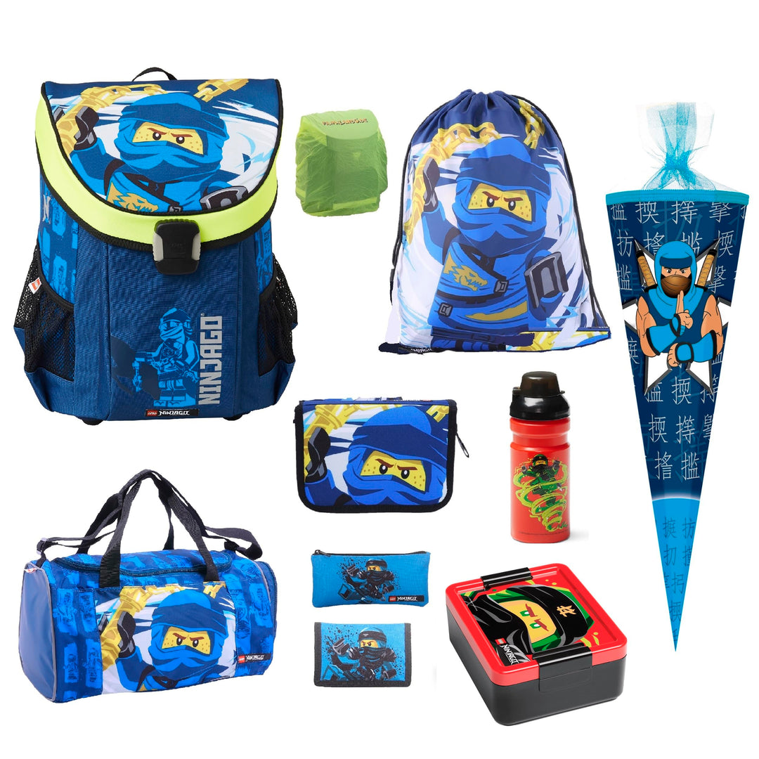 Familando - Schulranzen Set 10-teilig mit Schultüte - Ninjago Blau - Ergonomisch, stabil & mit gepol