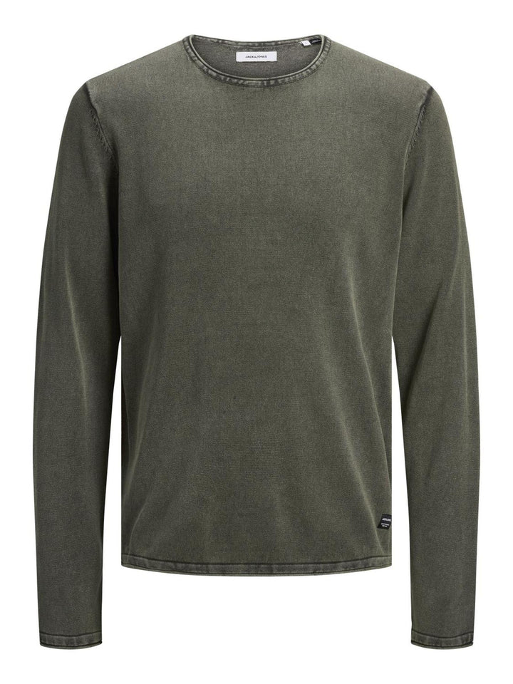 JACK & JONES Male Strickpullover mit Rundhals Einfarbig Strickpullover mit Rundhals XL Dusty Olive,