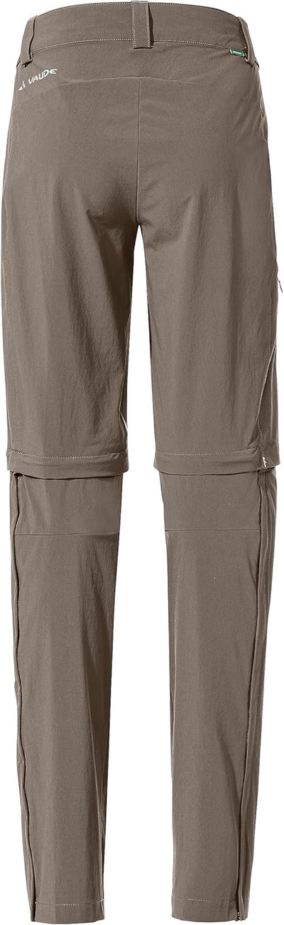 VAUDE Wanderhose Damen Zip-off Farley Stretch III, braun - Grösse 42 Lang, wasserdichte Outdoorhose