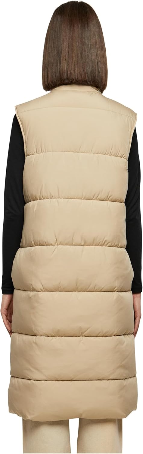 Urban Classics Damen Ladies Long Puffer Vest Weste S Wetsand, S Wetsand